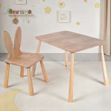 Borin Solid Pine Bunny Shape Kids Table and Chair Set in Oak - UK