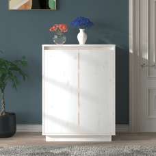 Boris Pinewood Shoe Storage Cabinet With 2 Doors In White - UK