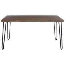 Boroh Wooden Dining Table With Metal Legs - Veneer - UK