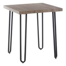 Boroh Wooden Side Table With Black Metal Legs In Natural - UK