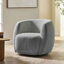 Borven Fabric Swivel Bedroom Chair in Fossil - UK