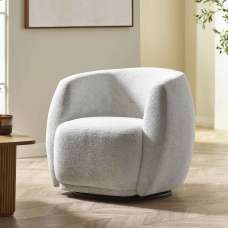 Borven Fabric Swivel Bedroom Chair in Oyster - UK