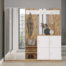 Bostin Wooden Hallway Furniture with Mirror in Atlantic Pine and White - UK