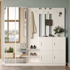 Bostin Wooden Hallway Furniture with Mirror in White - UK