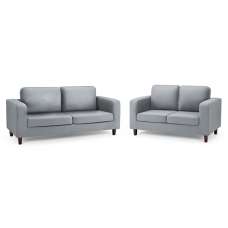 Boston Faux Leather 3+2 Seater Sofa Set In Grey - UK
