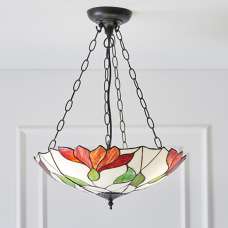 Botanica 3 Lights Glass Inverted Pendant Light In Dark Bronze - UK