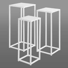 Boulder Metal Set Of 3 Planter In White - UK