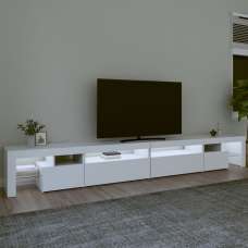 Bowie Wooden TV Stand In White With LED Lights - UK