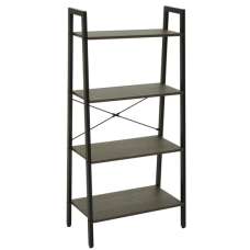 Bradken Dark Oak Wooden 4 Tier Shelving Unit With Black Frame - UK