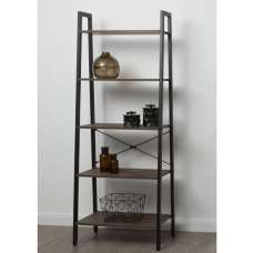 Bradken Dark Oak Wooden 5 Tier Shelving Unit With Black Frame - UK