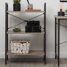 Bradken Grey Oak Wooden 3 Tier Shelving Unit With Black Frame - UK