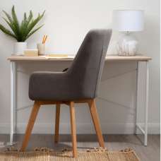Bradken Natural Oak Wooden Laptop Desk With White Metal Frame - UK