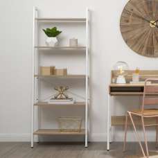 Bradken Natural Wooden 5 Tier Shelving Unit With White Frame - UK