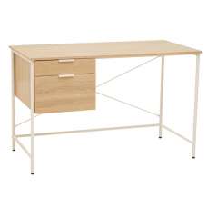 Bradken Wooden Computer Desk With 2 Drawers In Natural Oak - UK