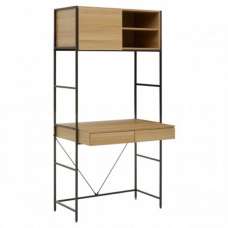 Bradken Wooden Computer Desk With Brown Frame In Natural Oak - UK
