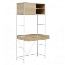Bradken Wooden Computer Desk With White Frame In Natural Oak - UK