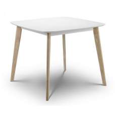 Calah Square Dining Table In White With Oak Effect Base - UK