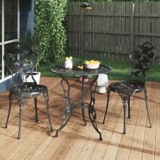 Brandi Cast Aluminium 3 Piece Bistro Set In Black - UK