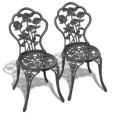 Brandi Green Cast Aluminium Bistro Chairs In A Pair - UK