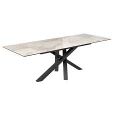 Brandon Large Ceramic Glass Extending Dining Table In Light Grey - UK