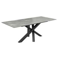 Brandon Small Ceramic Glass Extending Dining Table In Matte Grey - UK