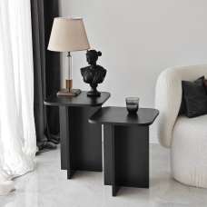 Braxton Wooden Nesting Side Tables in Black - UK