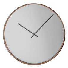 Breiley Round Minimal Mirrored Wall Clock In Rose Gold Frame - UK