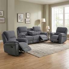 Brela Fabric Recliner 3+1+1 Seater Sofa Set In Grey - UK
