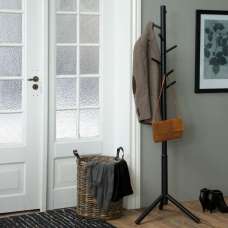 Brendon Wooden Coat Hanger Stand In Black - UK