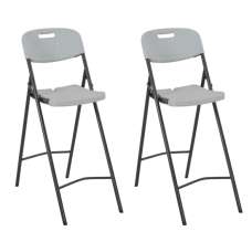 Brenna White HDPE Folding Bar Chairs In A Pair - UK