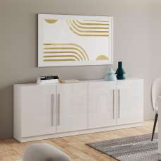 Breta High Gloss Sideboard With 4 Doors In White - UK