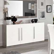 Breta High Gloss Sideboard 3 Doors In White And Grey - UK