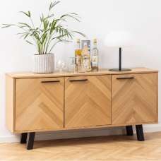 Brewster Wooden Storage Cabinet With 3 Doors In Oak - UK