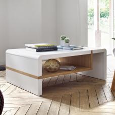 Brianna Coffee Table Rectangular In Matt White And Knotty Oak