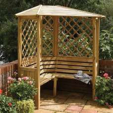 Bridgend Wooden Garden Corner Arbour In Natural - UK