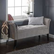 Bridport Fabric Storage Ottoman In Silver - UK