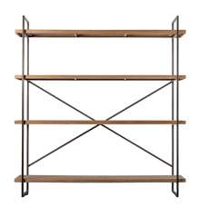 Brigade Wooden Display Unit With Black Metal Frame In Natural - UK