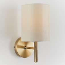 Brio Cream Fabric Wall Light In Antique Brass - UK
