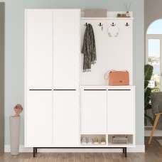 Brivon Wooden Hallway Furniture with 4 Doors in White - UK