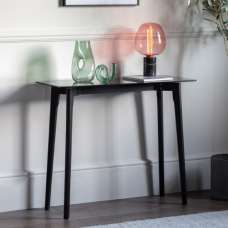 Brix Smoked Glass Console Table In Black Oak Base - UK