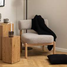 Brixton Fabric Lounge Chair With Wooden Frame In Beige - UK