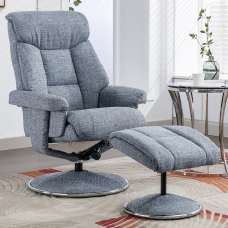 Brixton Fabric Recliner Chair With Stool In Lisbon Marine - UK