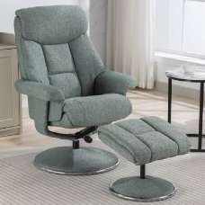 Brixton Fabric Recliner Chair With Stool In Lisbon Teal - UK