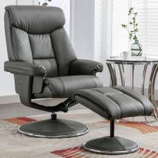 Brixton Faux Leather Recliner Chair With Stool In Chinder - UK