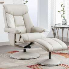 Brixton Faux Leather Recliner Chair With Stool In Mushroom - UK