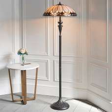 Brooklyn Tiffany Glass Floor Lamp In Dark Bronze - UK