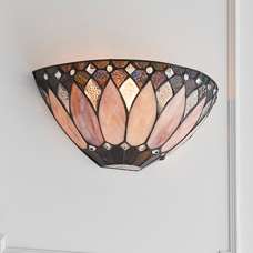 Brooklyn Tiffany Glass Wall Light In Dark Bronze - UK