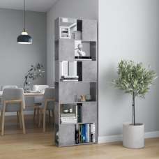 Brooks Wooden Bookcase With 6 Compartments In Concrete Effect - UK