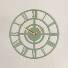 Brossard Wooden Round Wall Clock In Olive - UK