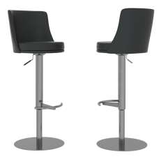 Brunswick Black Faux Leather Bar Chairs In Pair - UK